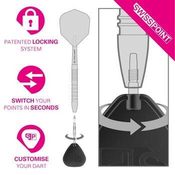 Špičky na šípky Target Darts Swiss Point Storm Diamond (3 ks) 26/30/35 mm SP – Výmenné hroty,