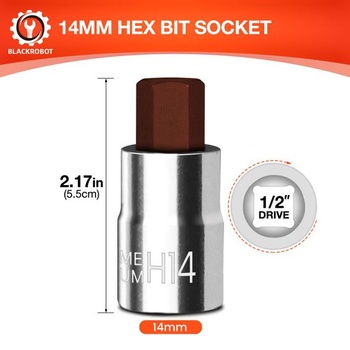 Červená 14mm imbusová vložka bitu | 1/2 palca (12,5 mm) H14 šesťhranná hlavica | 55mm dĺžka rázové