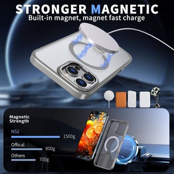 Puzdro WIFORT pre iPhone 16 Pro Max so stojanom, kompatibilný s MagSafe, vojenskej triedy,