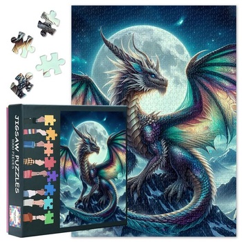 Puzzle Drak 1000 dielikov pre dospelých, Puzzle Mesiac 1000 dielikov, 70 x 50 cm Drak a Mesiac
