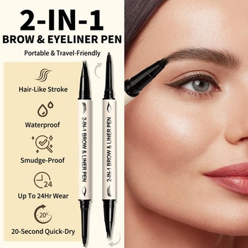 UCANBE 2v1 ceruzka na obočie a očná linka pre microblading, čierna