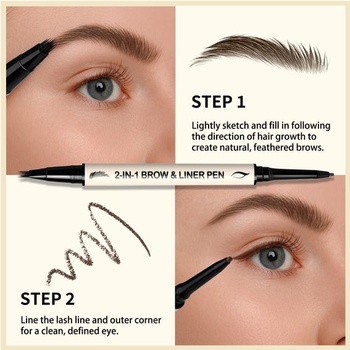 UCANBE 2v1 ceruzka na obočie a očná linka pre microblading, čierna