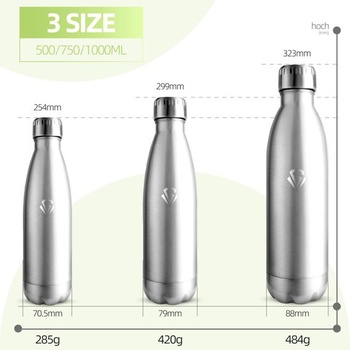 Nerezová fľaša na vodu - 750 ml - Termoska, bez BPA, športová fľaša na vodu - Nepriepustná fľaša na vodu