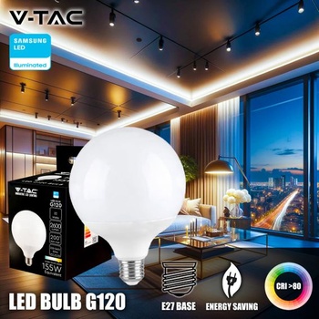 V-TAC PRE VT-242 LED ŽIAROVKA E27 22W GUĽOVÁ G120 studená biela