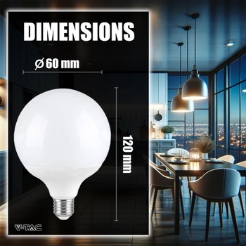V-TAC PRE VT-242 LED ŽIAROVKA E27 22W GUĽOVÁ G120 studená biela