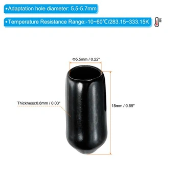 PATIKIL 150 ks gumových koncovek 5,5 mm flexibilních krytek šroubů černé 5,5 mm