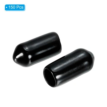 PATIKIL 150 ks gumových koncovek 5,5 mm flexibilních krytek šroubů černé 5,5 mm