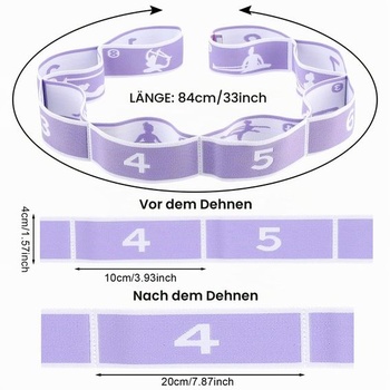 Protahovací popruh na jógu, Abeillo protahovací popruh na jógu s 8 smyčkami, příslušenství na jógu,