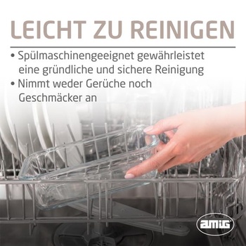 Amig - Sada 2 hermetických sklenených nádob - 370ml, 640ml - Priehľadné sklo - Polypropylénové viečka