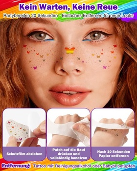 Súprava na líčenie Pride: 2 dúhové make-up tyčinky a 8 trblietavých pehových tetovaní pre Pride Parade,