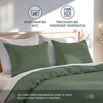 Povlak na polštář Dreamzie 40x80 cm, sada 2 kusů - 100% praná bavlna, zelený, certifikovaný