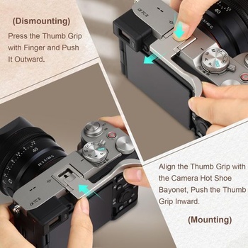 Rukoväť Haoge s opierkou palca hore pre Sony A7CII a7CR, strieborná, THB-S7CR-S