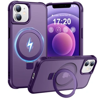 Puzdro pre iPhone 12/12 Pro s magnetickým stojanom, fialové