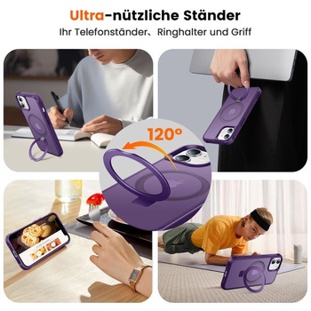 Puzdro pre iPhone 12/12 Pro s magnetickým stojanom, fialové