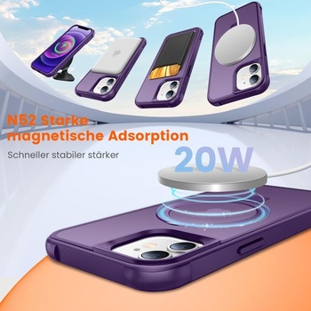 Puzdro pre iPhone 12/12 Pro s magnetickým stojanom, fialové