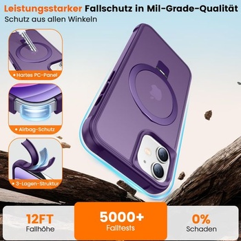 Puzdro pre iPhone 12/12 Pro s magnetickým stojanom, fialové