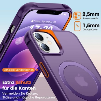 Puzdro pre iPhone 12/12 Pro s magnetickým stojanom, fialové