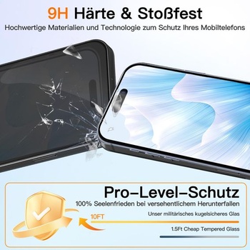 Ochranné tvrzené sklo VideoSecu pro iPhone 17 Pro, balení 2 kusů, čtečka otisků prstů, nerozbitné,