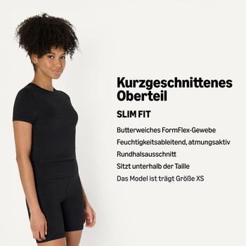 Dámsky športový, priliehavý top FormFlex Slim-Fit na cvičenie, skrátený s krátkym rukávom, veľkosť