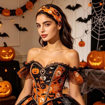 4dielna halloweenska čelenka pre ženy, čelenka na tekvicový kostým