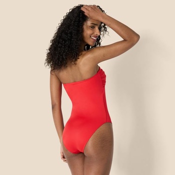 Dámske jednodielne plavky bandeau Amazon Essentials, veľkosť 40, žiarivo makovo červené