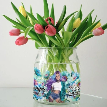 Peacoblue UV DTF fólie na kelímky, samolepka Lady & Flowers s potiskem, módní dáma s květinami