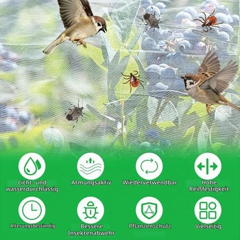 2 kusy velké sítě na ochranu rostlin 2,4 * 2,4 m se zipem a stahovací šňůrkou, opakovaně použitelná