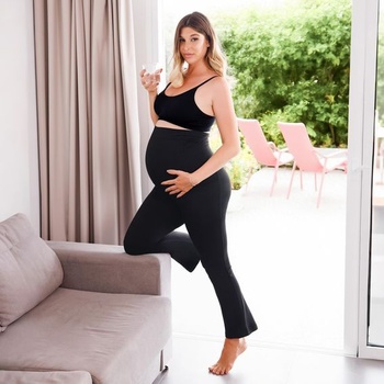 Dámske rozšírené tehotenské legíny Walifrey s vreckami, veľkosť M, šedé, tmavo modré