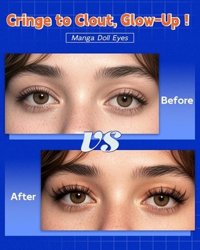Riasy Obeyalash Manga, riasy v tvare C, 120 ks, 10 mm, 11 mm, 12 mm, 13 mm, zmiešané špicaté riasy,