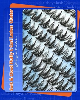 Riasy Obeyalash Manga, riasy v tvare C, 120 ks, 10 mm, 11 mm, 12 mm, 13 mm, zmiešané špicaté riasy,