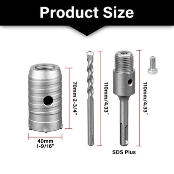 Jádrový vrták SALI 40 mm SDS Plus, závit M22, stopka SDS Plus 110 mm, sada vrtáků do zdiva s