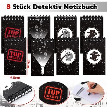 Detská narodeninová sada Tacobear Detective s darčekovými taškami, UV perom, zápisníkom, lupou,
