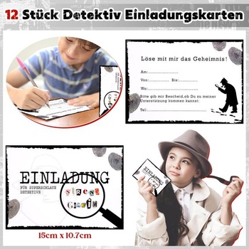 Detská narodeninová sada Tacobear Detective s darčekovými taškami, UV perom, zápisníkom, lupou,