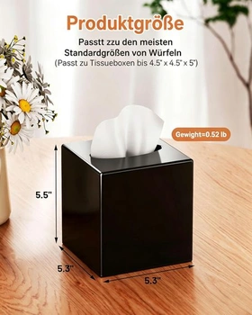 Kryt na kapesníky – Moderní čtvercový držák na kapesníky, elegantní černý