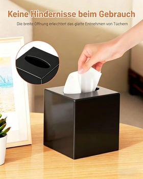 Kryt na kapesníky – Moderní čtvercový držák na kapesníky, elegantní černý