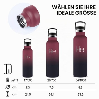 Fľaša na vodu Grsta z nerezovej ocele, 1 l, bez BPA, so slamkou, nepriepustná, dvojstenná termoska, na