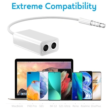 Adaptérový kábel N NEWTOP AD10, rozbočovač jack 3,5 mm, dvojitý rozbočovač, dvojitý konektor,