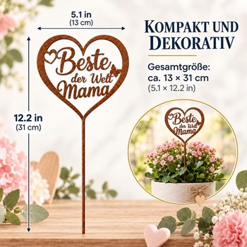 Darček pre mamičku - Rustikálne kovové kvetinové kolíky 31 cm, darček pre mamičku