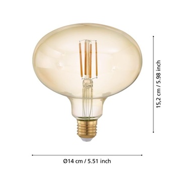 EGLO LED E27 stmievateľná, jantárová žiarovka Vintage, STREDNÁ VEĽKOSŤ Ø 14 cm, jantárová, R140