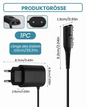 Univerzální nabíječka 12V 0,4A pro elektrické holicí strojky Braun řady 9, 8, 7, 6, 5, 3, 1