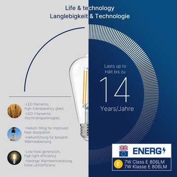 Vonkajšie žiarovky FLSNT so senzorom svetla od súmraku do úsvitu, nahrádzajú 60W, 7W ST64 E27 LED