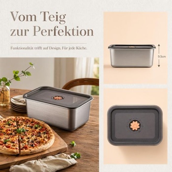 Škatuľa na cesto na pizzu s vekom, veľká kynáreň z nerezovej ocele na kysnuté cesto, chladnička
