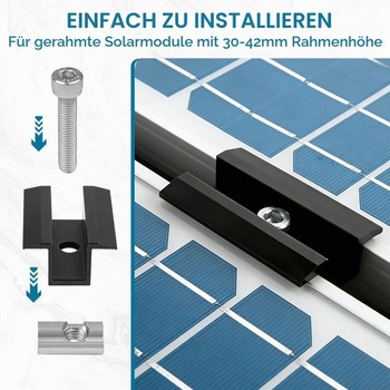 EXLECO 10 x Stredové svorky pre balkónové elektrárne 30-42 mm Svorky pre solárne moduly 10
