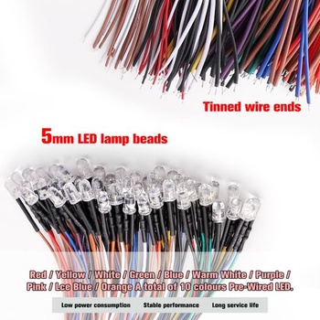 YIXISI 50 kusov 5mm diódové svetlo, 12V 20cm predzapojené LED, predzapojené svetlo, LED svetelné