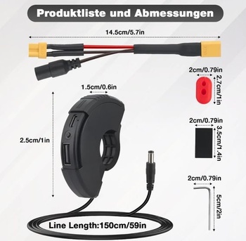 Zásuvka USB-C pro nabíječky mobilních telefonů pro elektrické koloběžky, nabíječka telefonu pro