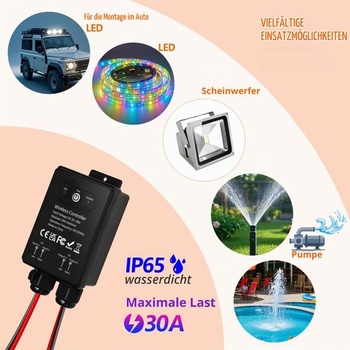 Vodeodolný diaľkový ovládač DC12V/24V/48V/72V bezdrôtový spínač, reléový diaľkový spínač 30A s