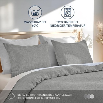 Obliečka na vankúš Dreamzie 40x60 cm, sada 2 kusov - 100% praná bavlna, svetlo šedá, certifikovaná