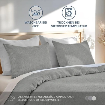 Povlak na polštář Dreamzie 40x60 cm, sada 2 kusů - 100% praná bavlna, světle šedý, certifikovaný