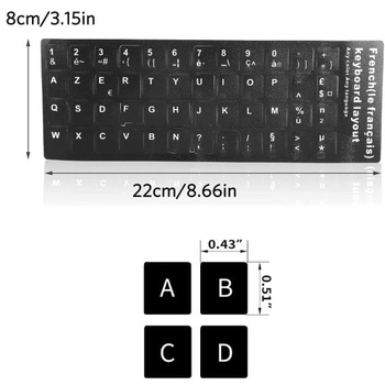 Samolepky na francouzskou klávesnici, 2 kusy, 1,3x1,1cm/0,5x0,4 palce, náhradní písmena na