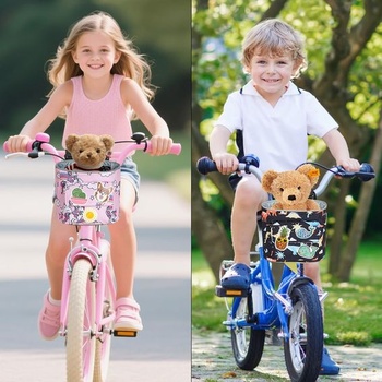 Taška na riadidlá a košík na bicykel Flintronic pre deti, taška na bicykel montovaná dopredu, detská